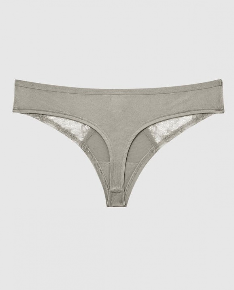 La Senza Thong Panty Women's Underwear Silver | bXwS6oTz