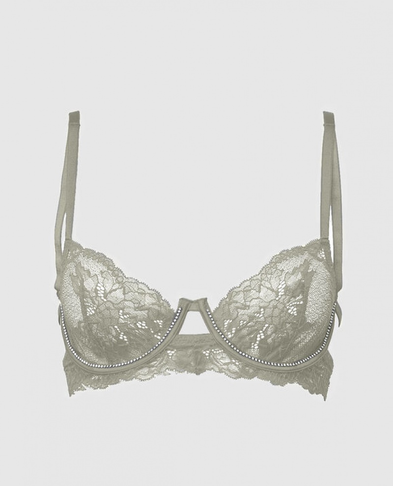 La Senza Unlined Balconette Lace Women\'s Bras Silver | 73H4kkhT