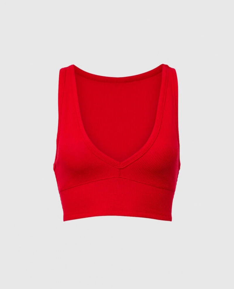 La Senza Waffle Crop Women\'s Nightwear Red | bIYKn40f