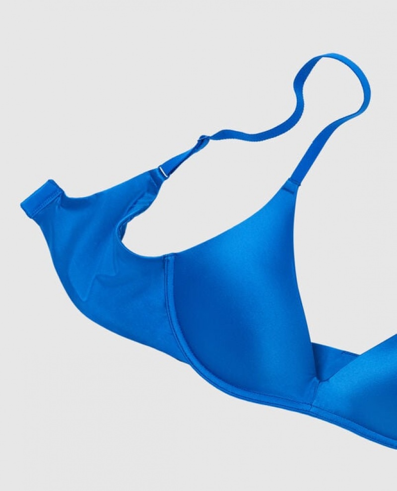 La Senza Wireless Light Push Up Women's Bras Deep Blue | iinu0FQ9