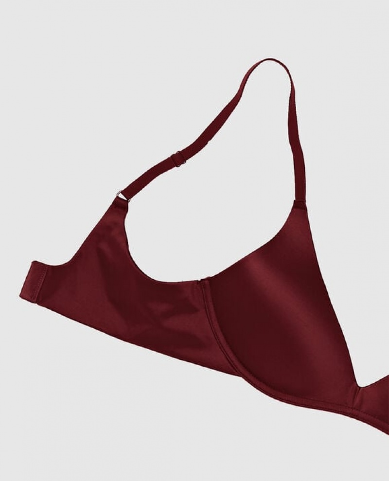 La Senza Wireless Light Push Up Women's Bras Red Burgundy | fKmabLqA