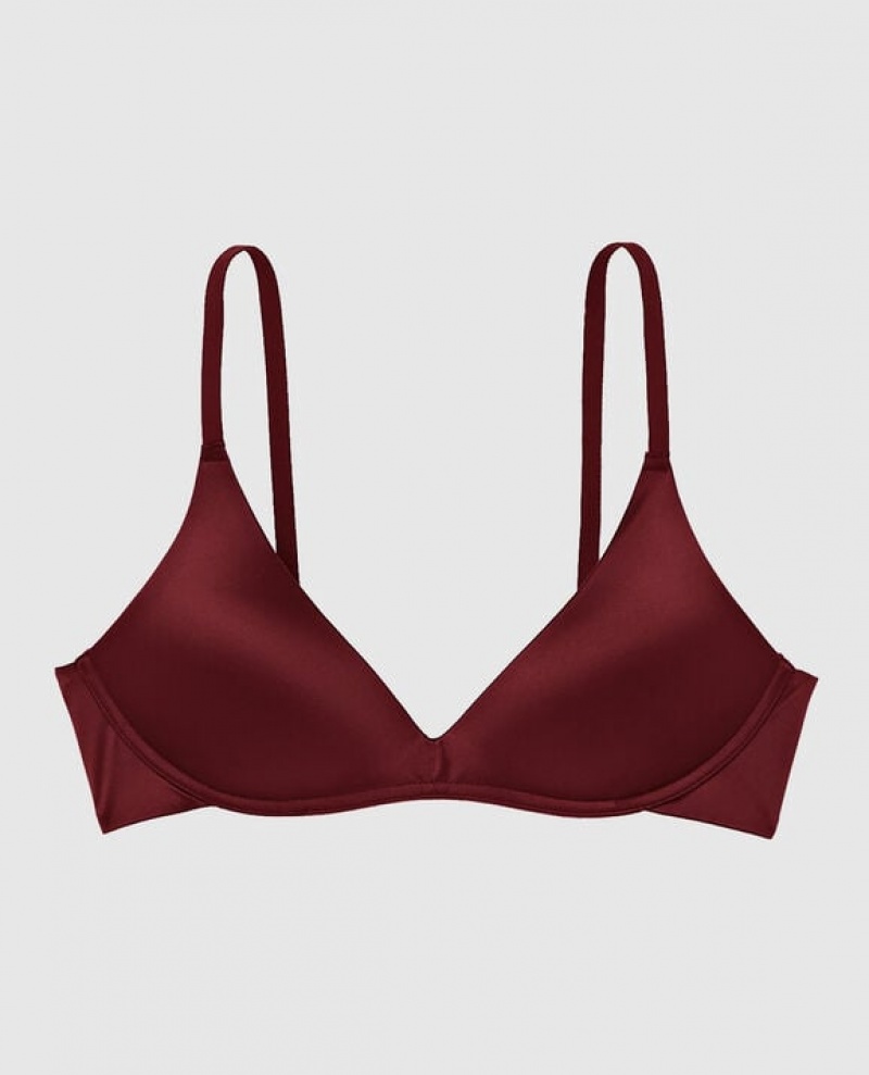 La Senza Wireless Light Push Up Women\'s Bras Red Burgundy | fKmabLqA