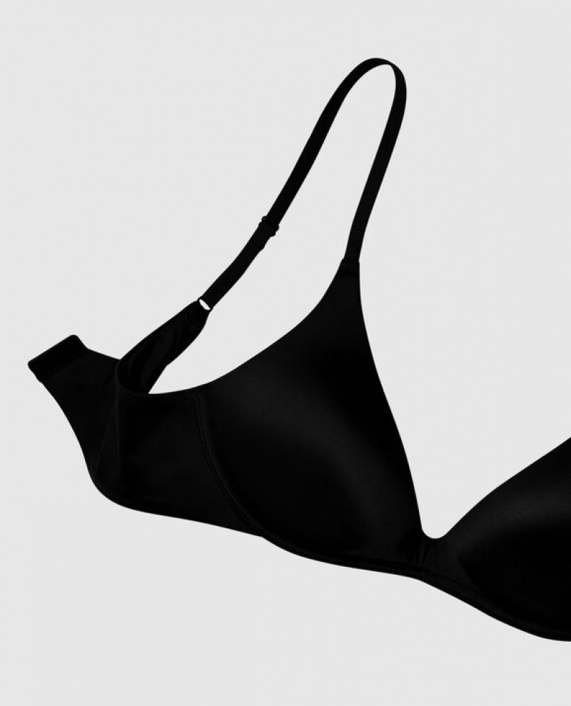 La Senza Wireless Light Push Up Women's Bras Black | pPjC6xHZ